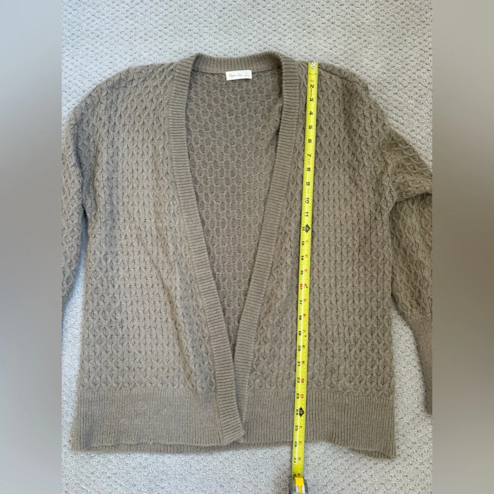 Rylee + Cru Textured Knit Open Front Cardigan Sweater Taupe Size S - Picture 5 of 8